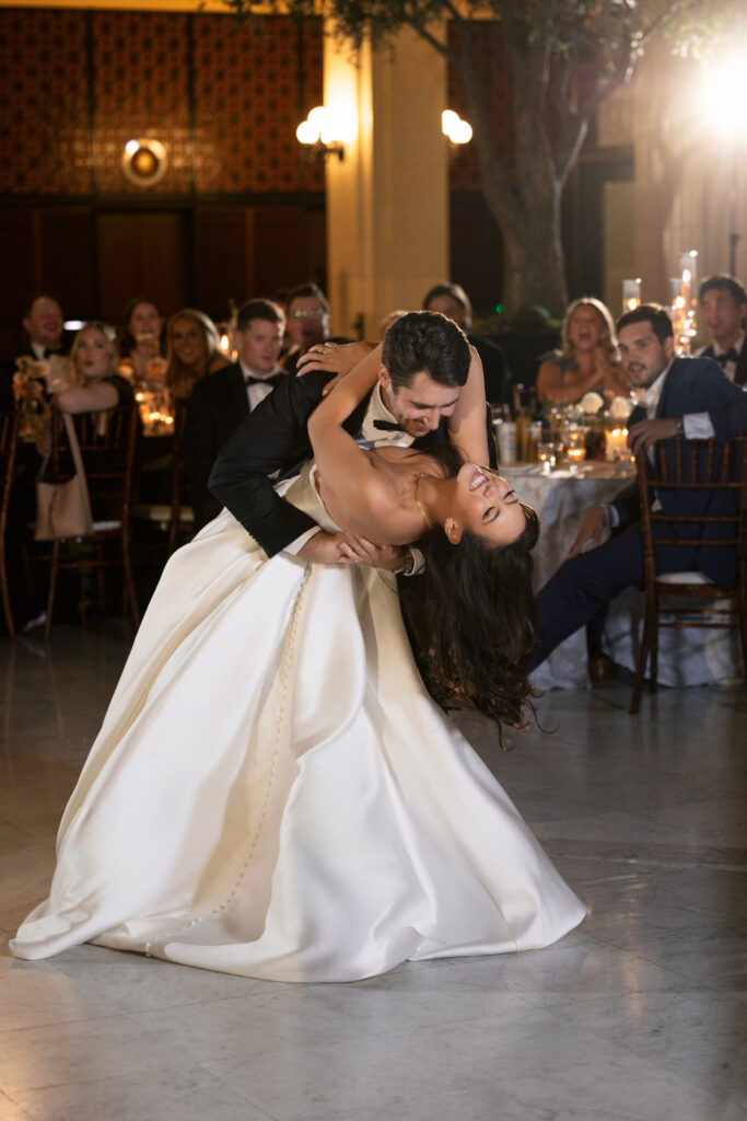 Bride and Groom has first dance at The Exchange in Chicago