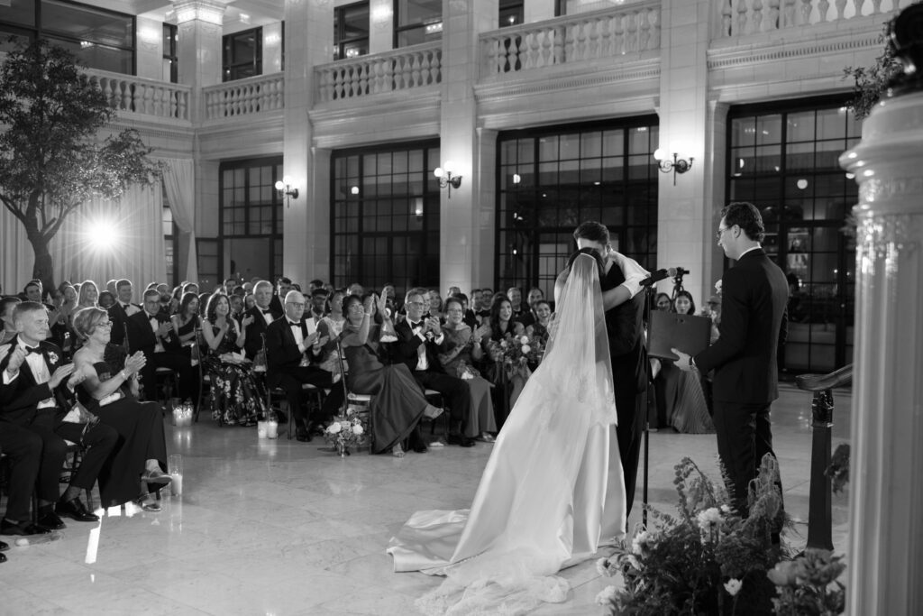 ceremony first kiss at The Exchange in Chicago