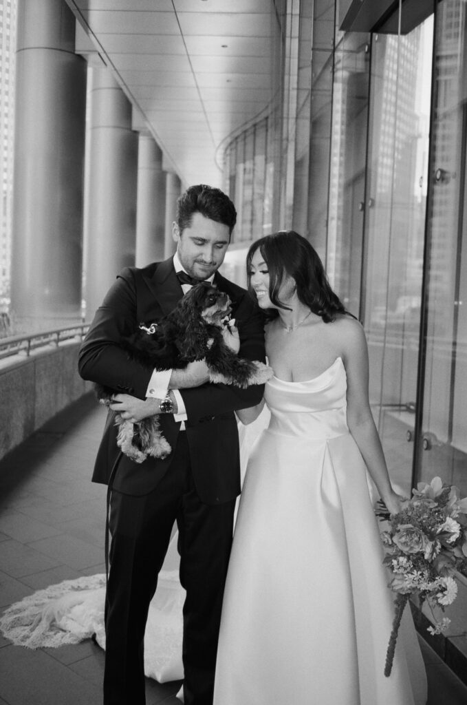 Couple with puppy at The Exchange in Chicago 