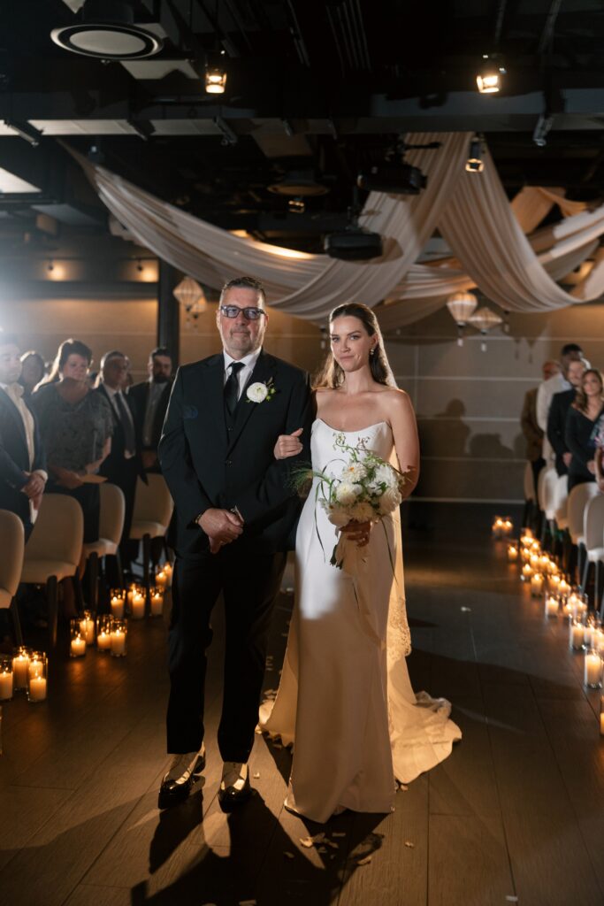 Wedding Ceremony Tips Bride walking down the aisle with her dad